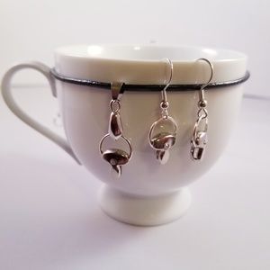 Leather Cord Silver Initial T Necklace Set